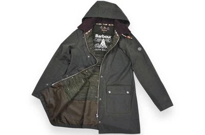 Women's Barbour Templates Wax Green Jacket Hooded South Shields England Size 10 - Image 1 of 4