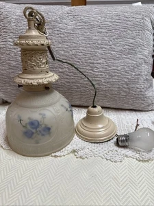 Lámpara de techo antigua Art Deco colgante de montaje empotrado con pintura a mano inversa - Imagen 1 de 17