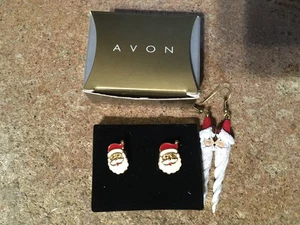 1998 AVON SANTA CLIP EARRINGS & SANTA DANGLE EARRINGS / WRONGWAY052 - Picture 1 of 11