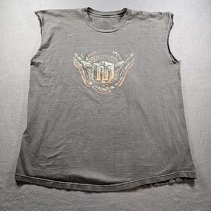VINTAGE Harley-Davidson 90s Faded Distressed Sleeveless T-shirt Biker Grunge XL - Picture 1 of 8