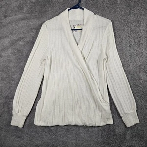 Maglione donna Maeve Anthropologie taglia media surplice finto avvolgente davanti avorio - Foto 1 di 14