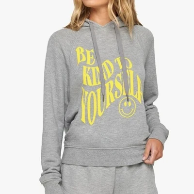 Spiritual Gangster Be Kind Harper Gray Yellow Hoodie NEW Womens XS - Image 1 of 4
