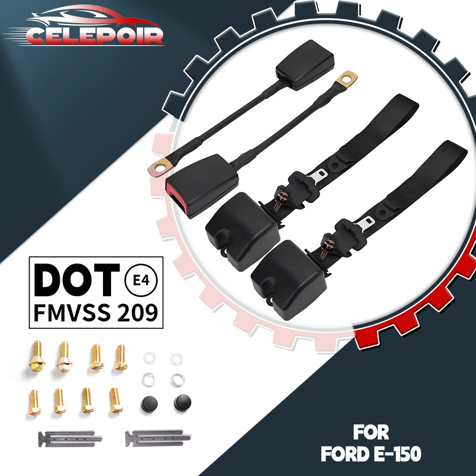 3 Point Adjustable Seat Belt Strap Car Vehicle Belt for Ford-E-150 Econoline - Изображение 1 из 4