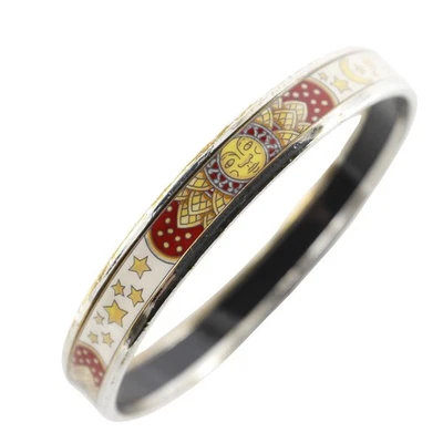 Браслет HERMES EmailPM клуазоне солнце, луна и звезды белый/красный металлик 19 г... - Изображение 1 из 4