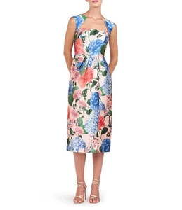 NWT Kay Unger Women's Henrietta Tea Floral Midi Dress Multicolor Size 8 $268 - Picture 1 of 12
