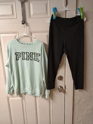 Victoria's secret розовый окончательный размер med леггинсы брюки и зеленый свитер дефект - Изображение 1 из 4