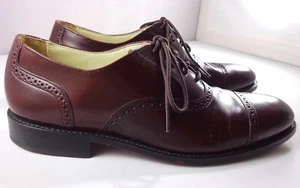 Bostonian Oxfords Mens Burgundy Brown Leather Cap Toe Shoes Size 11 D - Picture 1 of 12