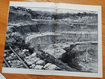 1885 Harpers Weekly, large double page The Panama Canal - The Great Culebra Cut - Image 1 of 4