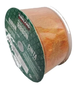 Kirkland Wire Edged Burnt Orange Fall Leaf Metallic Sheer Ribbon 50yd x 2.5in - Picture 1 of 2