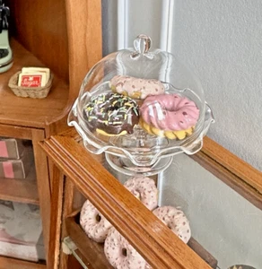 Barbie & Blythe Size Donuts in a Glass Cake Stand 6th Scale Bakery Donut Shop - Picture 1 of 4