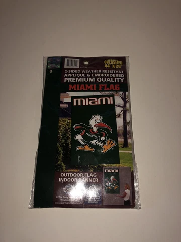 Miami Hurricanes Indoor/Outdoor Flag, 2-Sided, 44β x 28β Cover