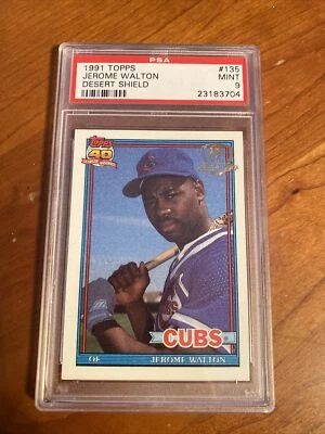 1991 Topps Desert Shield #135 JEROME WALTON PSA 9 CUBS AUTHENTIC - Image 1 of 2