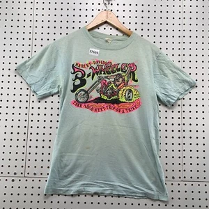 VTG 60s Roach Harley Davidson 3 Wheeler Shirt Fits Mens Small Blue 18.5x24.5 - Picture 1 of 14