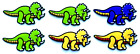 DINOSAUR PATCH x 6  *iron-on/sew-on* EMBROIDERED BADGE, green, yellow, purple