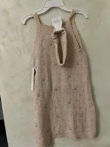 Girls Nicole Miller New Knit Dress & Hair Band Sz 6 Pink Embroidered Flowers - Picture 1 of 20