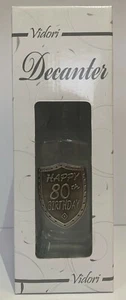 82215 HAPPY 80TH BIRTHDAY BADGED GLASS DECANTER LIQUOR BOTTLE ALCOHOL EIGHTIETH - Picture 1 of 2