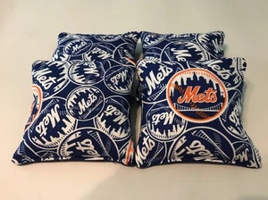 NEW YORK METS CORNHOLE BEAN BAGS SET OF 4 TOP QUALITY TOSS GAME - Picture 1 of 1