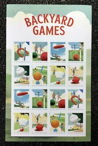 2021USA #5627-5634 Forever Backyard Games - Sheet of 16  mint  baseball - Picture 1 of 1