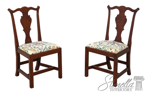 60814EC: Pair ELDRED WHEELER Chippendale Cherry Side Chairs Cover