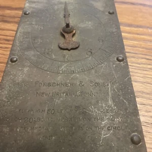 Antique Larro Farm Feed Sack 60lb Brass Face Hanging Market Scale Tool Forschner - Picture 1 of 4