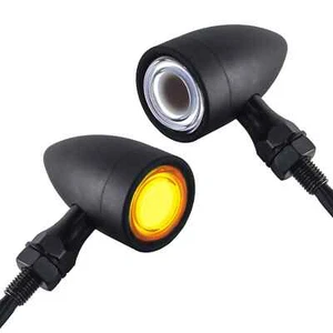 2 x Mini Motorcycle Bullet LED Front Turn Signal Running Light Lamp For Harley - Picture 1 of 6