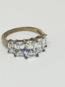 Diamonique Sterling Silver DQ CZ 5 Stone Engagement Ring Size 9.5 - Picture 1 of 12