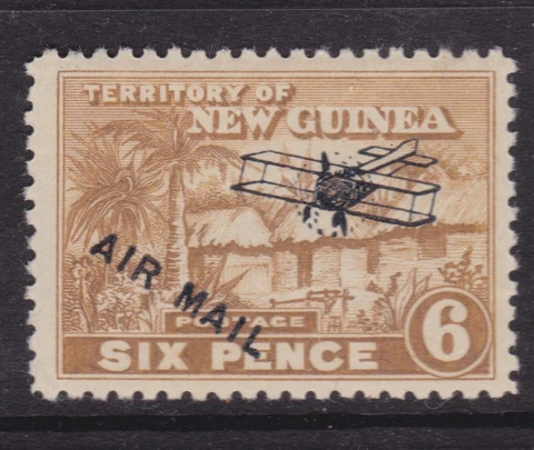 NEW GUINEA: 1925 6D BROWN HUTS OVERPRINT AIRMAIL MINT/MH (NF110) Cover