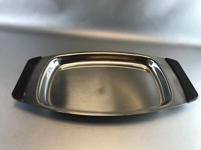 (F2) Braun & Kemmler Tablett Schale Rostfrei 18/8 Griffe Teak Vintage Retro  - Bild 1 von 4