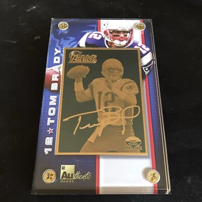 Tarjeta conmemorativa Tom Brady Gold 2001 edición limitada imágenes auténticas # 00009 Foto 1 de 4