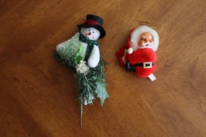 Vintage Santa Pencil Hugger Climber Grabber Christmas Ornament Santa Floral Pick - Picture 1 of 14