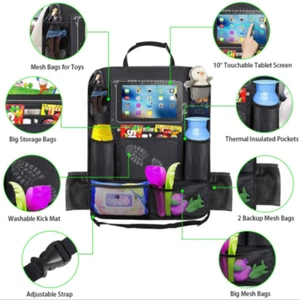 Car Back Seat Organizer Folding Sack Tray Holder Multi-Pocket Storage Tray Bag - Bild 1 von 10