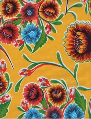 Oilcloth Fabric Beautiful Blooms Yellow Pattern Sold in Yard or Bolt - Image 1 of 2