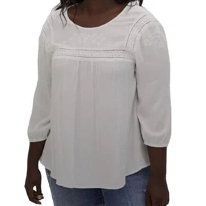 TORRID Crinkle Gauze Embroidered Bohemian Coquette White Blouse Size 3X - Picture 1 of 8