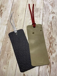 Set Of 2 Handmade Bookmark Rustic Leather Brown And Tan With Tassels - Picture 1 of 1