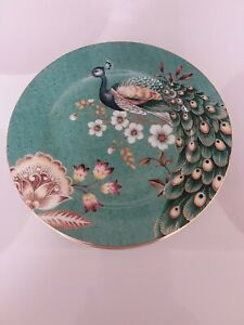 Set of 4 Graces Teaware Sea Green 7 1/2" Plate with Peacock, Floral Design