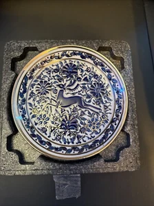 Hand Made Greek Painted Plate With Gazelle And Gold - Picture 1 of 5