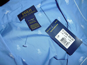 50% OFF Polo Ralph Lauren Mens Big 2X Pony Logo Pajama Shirt Top Blue/White Pony