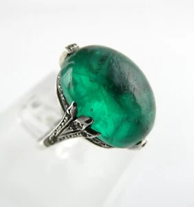 Anillo Vintage Plata Esterlina Pasta Vidrio Verde Blanco Gemas 925 Talla 6 6.7g COMO ESTÁ - Imagen 1 de 18