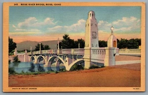 Postcard Boise ID c1937 Boise River Bridge Photo by Wesley Andrews - Bild 1 von 2