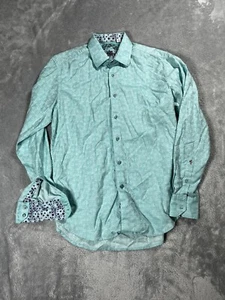 Robert Graham Shirt Size Small Teal Blue lace Classic Fit Button Up Flip Cuff - Picture 1 of 17