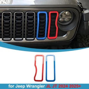 for 2024 2025+ Jeep Wrangler JL JT Front Grill Mesh Inserts Cover Ring Trim Blue - Picture 1 of 14