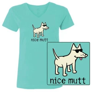 T-Shirt Teddy the Dog Nice Mutt Damen V-Ausschnitt Limitierte Auflage gemischte Rassen - Bild 1 von 5