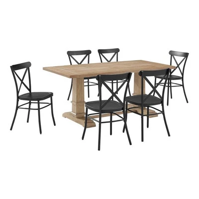 Crosley Furniture Joanna 7-piece Wood Dining Set in Matte Black/Rustic Brown - Image 1 of 3