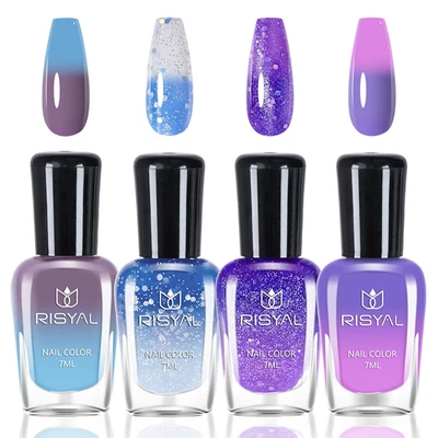 Temperaturgesteuerter Farbwechsel Nagellack Set 4 Farben UV-frei für Frauen Mädc - Bild 1 von 4