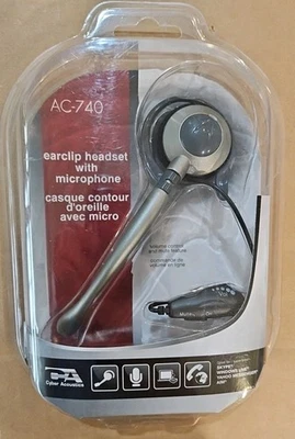 New Cyber Acoustic AC-740 Earclip Headset With Microphone Mono Mini Headphone - Image 1 of 4