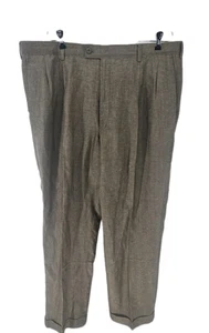 Louis Raphael Luxe Herren braun Leinen Viskose Mischung Plissee Karriere Hose 40x32 - Bild 1 von 5