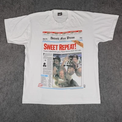 Camisa De Colección Detroit Pistons Para Hombres XL NBA Campeón Back to Back 1990 Prensa Libre Años 90 Foto 1 de 4