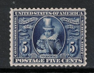 SCOTT#330, 5c DEEP BLUE JAMESTOWN EXPOSITION. F/VF & NH. - Picture 1 of 2