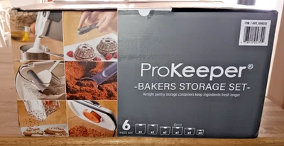 ¡NUEVO! Juego de 6 recipientes herméticos de almacenamiento para café, azúcar ProKeeper Bakers Foto 1 de 3