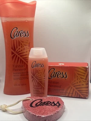 Juego de 4 piezas de lavado corporal silkening vintage Caress Tahitian Renewal descontinuado Foto 1 de 4